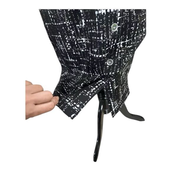 Stella & Julie Sheath Dress Size 4 Grey Silver Printed Sleeveless Stretch Button - Picture 6 of 12